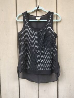 Pretty Rebellious Black Studded Sleeveless Tank Top Extra Small Gothic Grunge